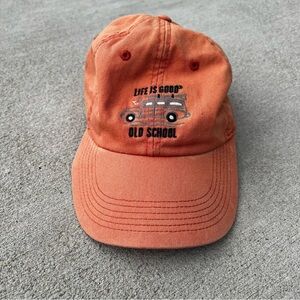 Life Is Good Old School Men’s Hat Orange Baseball Cap
